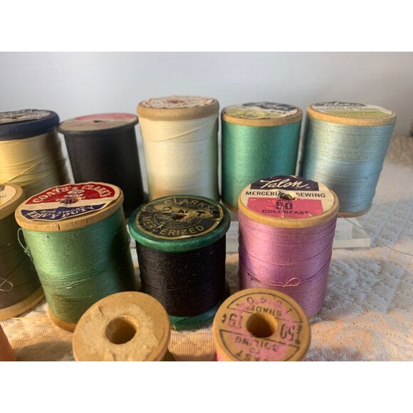 Vintage Sewing thread wood Spools set of 12 #47 - Picture 3 of 10